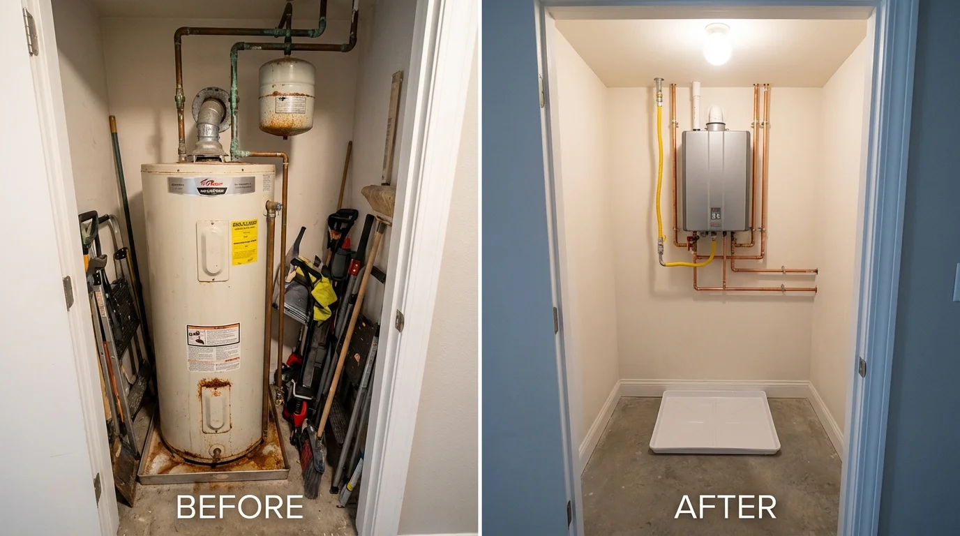 Tank water heater versus wall-mounted tankless unit comparison for Baltic, SD homeowners